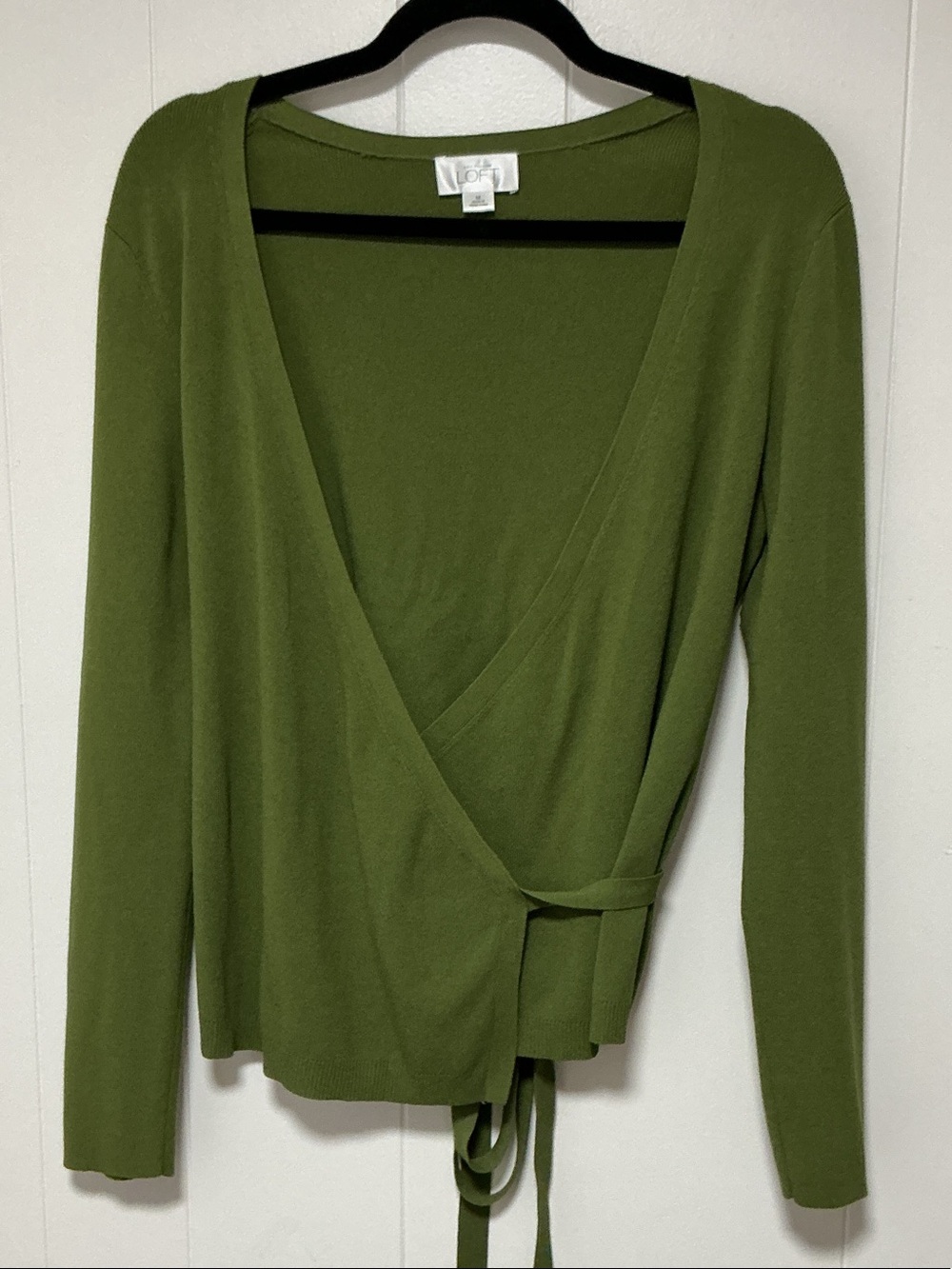 LOFT Olive Wrap Knit Top
